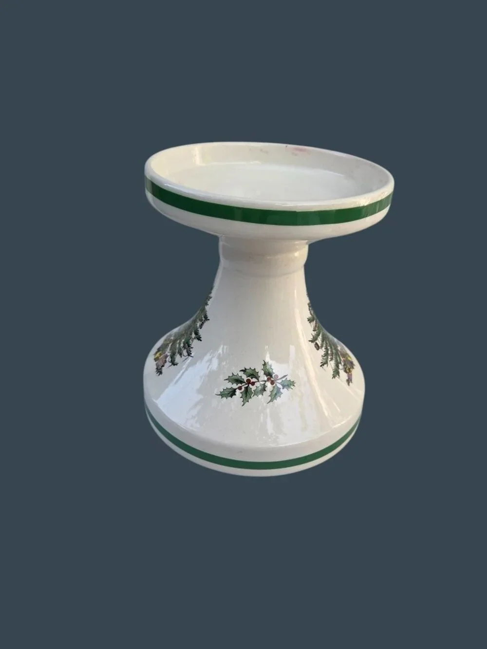 Spode Christmas Tree Ceramic Pedestal Candle Holder Made In England Festive Deco